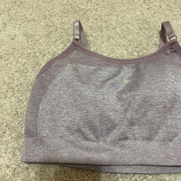 Gymshark Sports Bra Size Small Flex Strappy in Purple Grey Marl Removable Pads - Picture 4 of 6